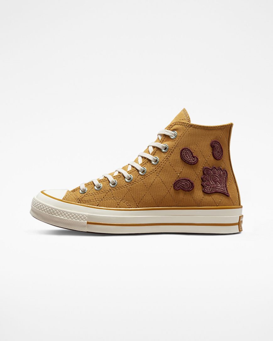 Men's Converse Chuck 70 Crafted Patches High Top Shoes Orange / Deep Burgundy | AU 5EC98C
